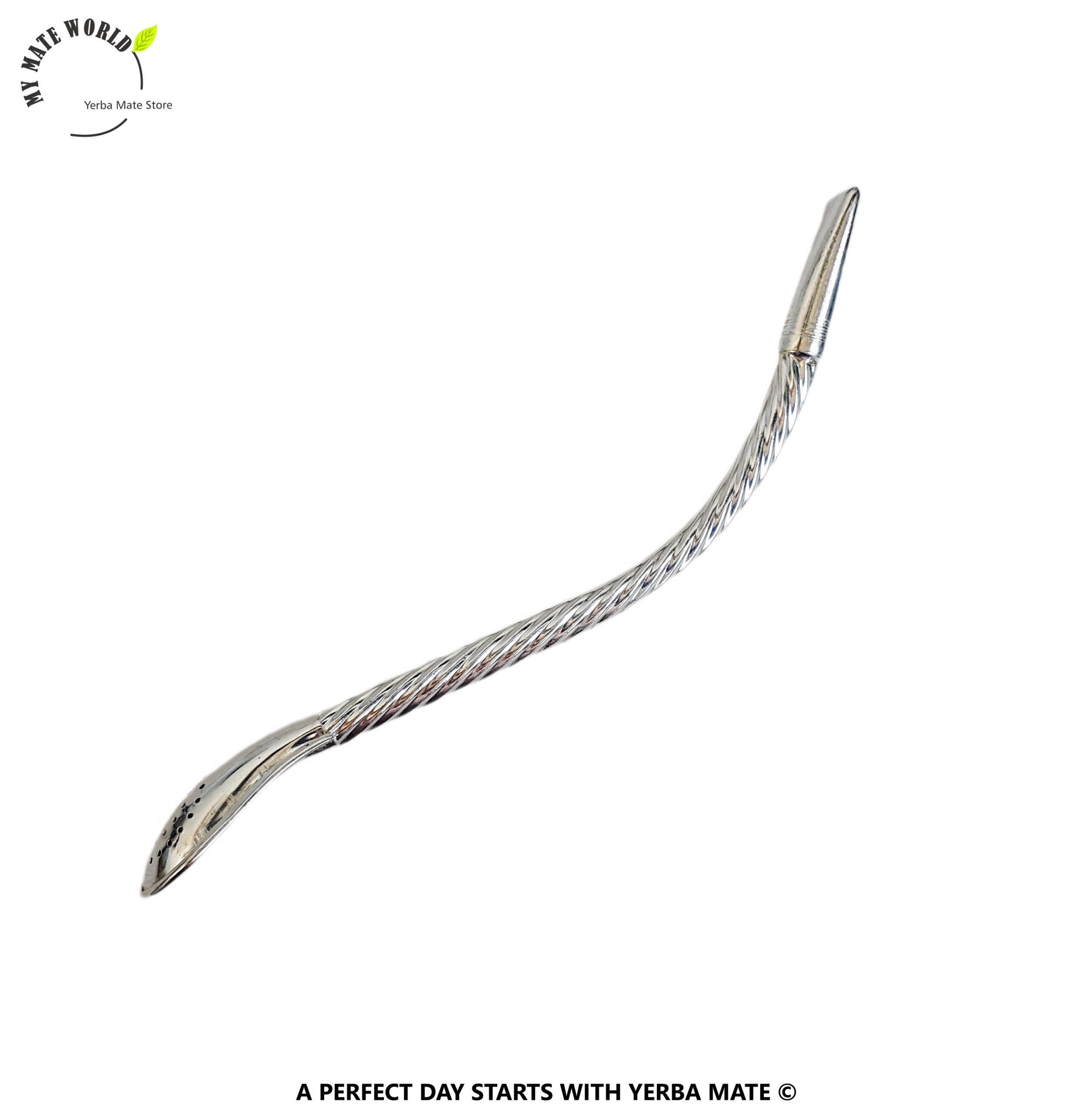 Buiten adem Historicus Gemarkeerd Braided" Spoon Style Curved Alpaca Silver Yerba Mate Bombilla - 7.5" Length  - My Mate World - Yerba Mate Store