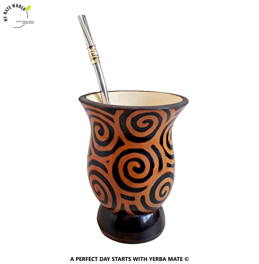 "Porongo" Style yerba mate gourd and stainless steel bombilla