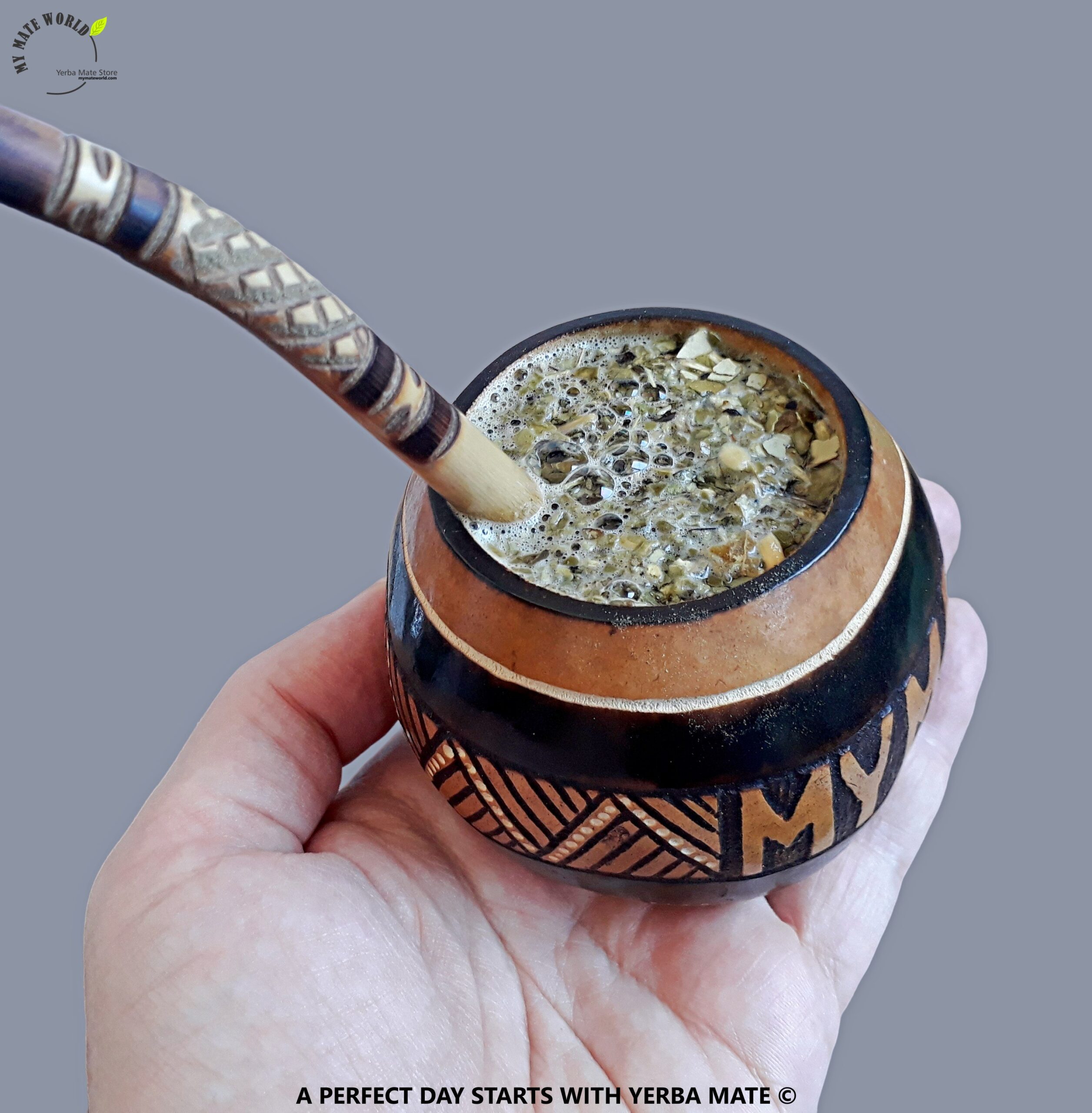 Traditional Yerba Mate brewed in a gourd