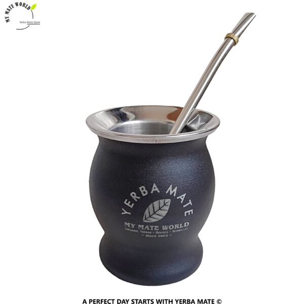 Customize this stainless steel mate gourd with your own logo, name or phrase. Includes stainless steel bombilla.