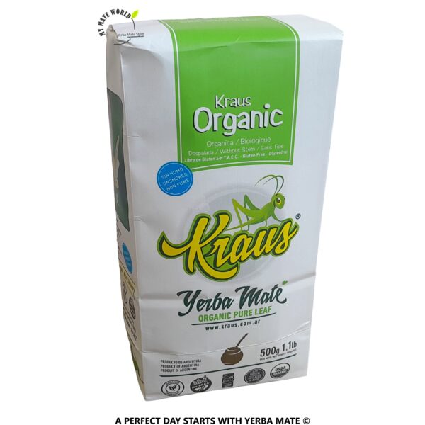 Unsmoked Non Fume Organic Certified Pure Leaf Yerba Mate Kraus - 1.10lbs Bag